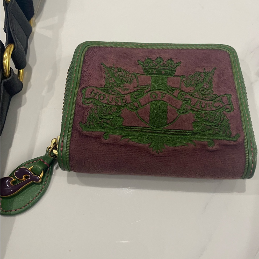 Rare Juicy Couture NWOT Purple and Green Wallet with Crest Design